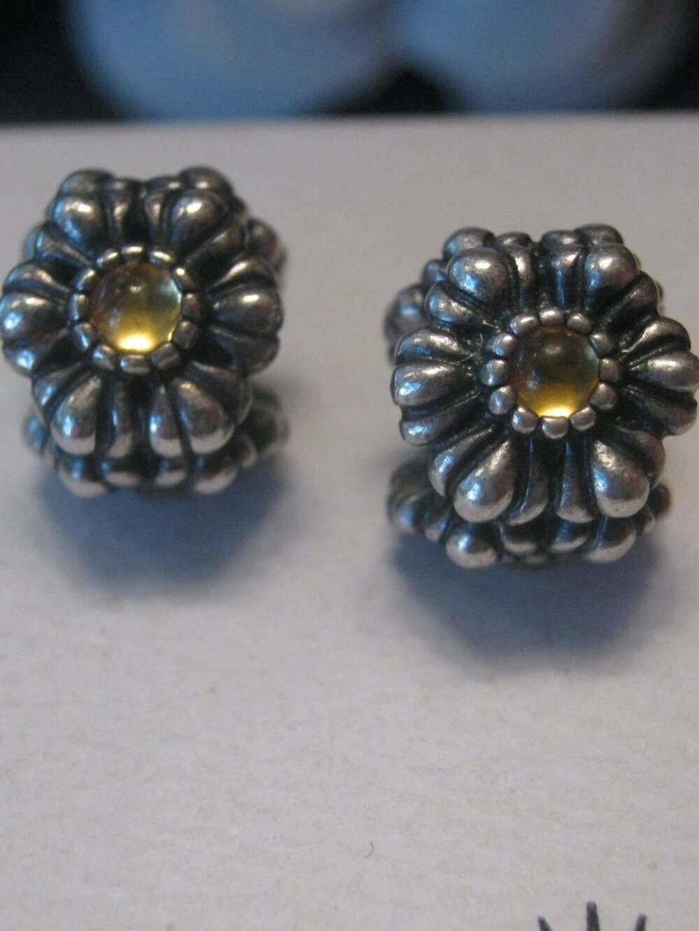 Genuine PANDORA Citrine (August) Pair of Birthday Bloom - 100$